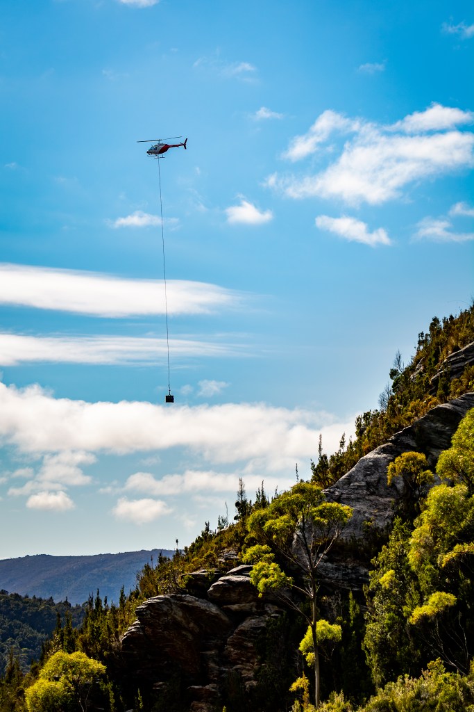 The piano dangled from the helicopter!