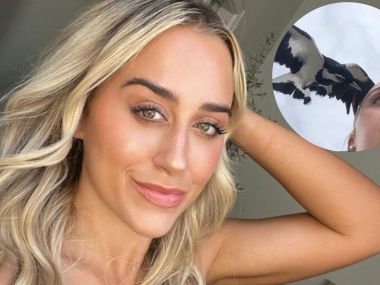 Aussie influencer catches the gruesome moment a magpie lodged its beak in her eye