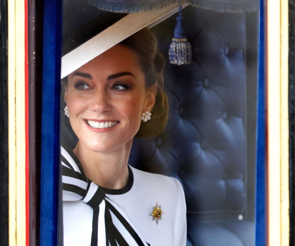 Kate Middleton smiling at the Trooping the Colour 2024.